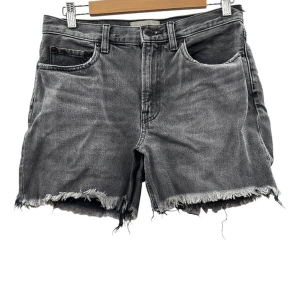 Everlane Gray Charcoal Wash Raw Hem Mid Rise Denim Jean Shorts Size 27 - Picture 1 of 9